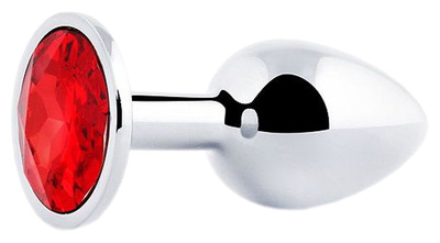 Серебристая анальная пробка с красным стразом 7,2 см Anal Jewelry Plug Серебристая анальная пробка с красным стразом - 7,2 см. красный Anal Jewelry Plug (серебристый) 