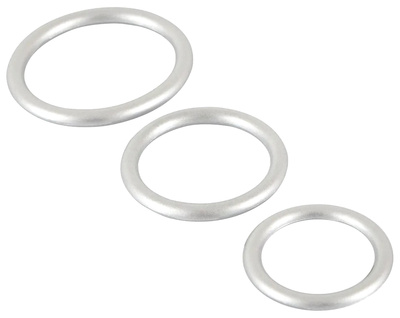 Набор из 3 эрекционных колец под металл Metallic Silicone Cock Ring Set 183681 Orion (серебристый) 