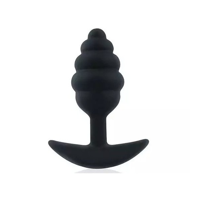 Черная ребристая анальная втулка с ограничителем 9 см Bior toys 233416 (черный) 