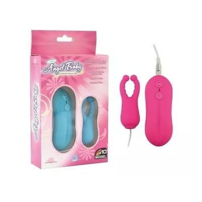 Розовый вибростимулятор с усиками Angel Baby NIpple&Cock clips Howells 