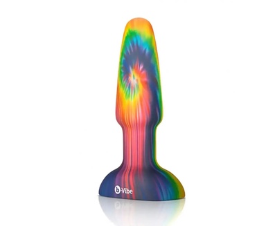 Анальная пробка с эффектом римминга b-Vibe Peace Love Tie-Dye разноцветная 15,2 см (разноцветный) 