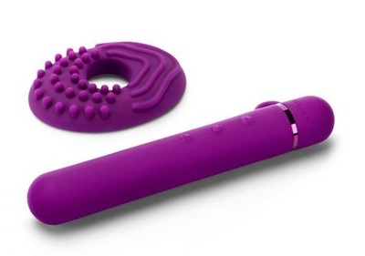Мини-вибратор с текстурированной насадкой Le Wand Baton фиолетовый 11,9 см 