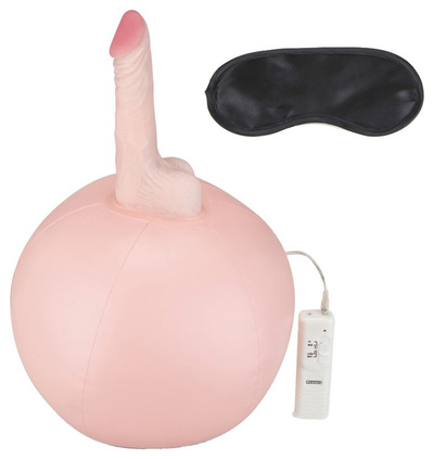 Надувной секс-мяч с реалистичным вибратором Lux Fetish телесный (бежевый) 