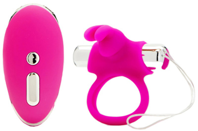 Виброкольцо с пультом ДУ Happy Rabbit Remote Control Cock Ring лиловое (розовый) 
