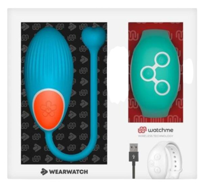 Виброяйцо DreamLove Wearwatch Egg Wireless Watchme голубое + пульт-часы зеленый (голубой) 