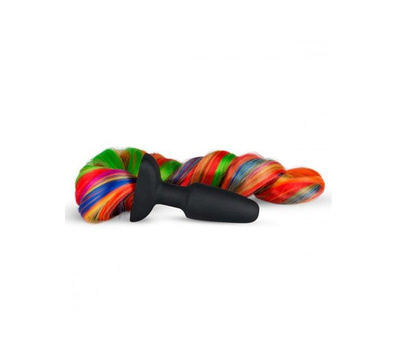 Анальная пробка с радужным хвостом EDC Wholesale Butt Plug With Tail черная (разноцветный) 