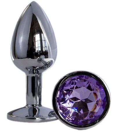Анальная втулка Oyo с сиреневым кристаллом серебристая (фиолетовый) 
