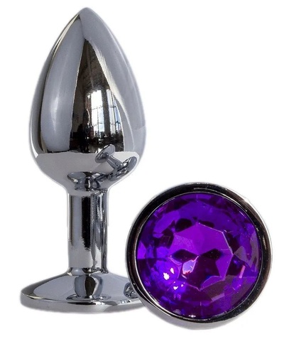 Анальная втулка Oyo металлическая с фиолетовым кристаллом (фиолетовый) 