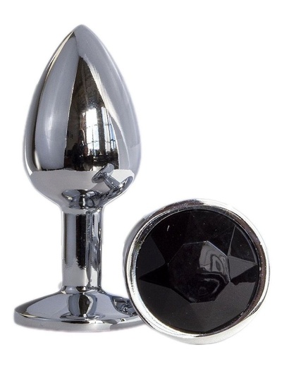 Анальная втулка Oyo металлическая с черным кристаллом (черный) 