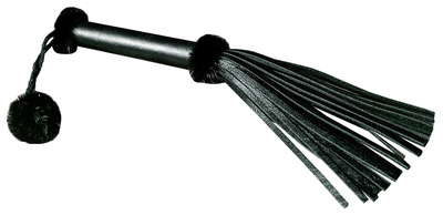 Мини-плеть Vulgar с отделкой из меха норки черная 36 см (черный) 