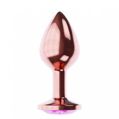 Анальная пробка Lola Toys Diamond Quartz Shine розовое золото с лиловым кристаллом L Пробка цвета розового золота с лиловым кристаллом Diamond Quartz Shine L - 8,3 см. (золотистый) 