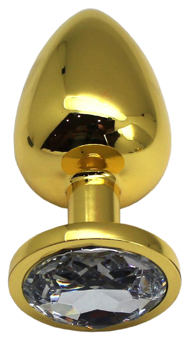 Анальная пробка Eroticon с прозрачным кристаллом золотистая (золотистый) 