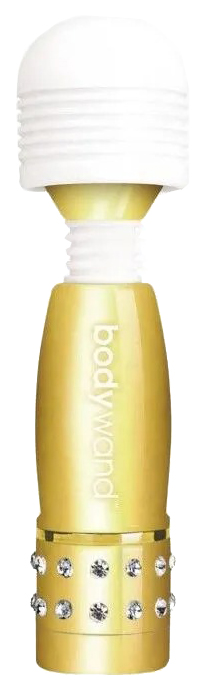 Мини-вибратор Bodywand Gold Edition жезловый с кристаллами золотистый (золотистый; белый) 