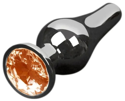 Анальная пробка Пикантные штучки с оранжевым кристаллом серебристая (серебристый; оранжевый) 
