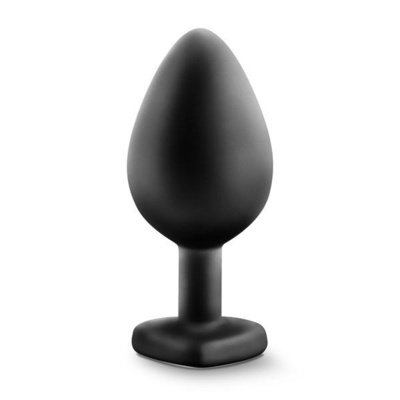 Черная анальная втулка с прозрачным кристаллом Bling Plug Medium 8,2 см черный Blush Novelties 