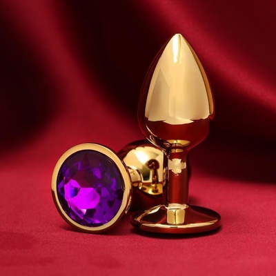 Золотистая анальная пробка с фиолетовым кристаллом золотистый Sima-land 