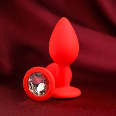 Красная анальная пробка с прозрачным кристаллом 7,2 см красный Sima-land 