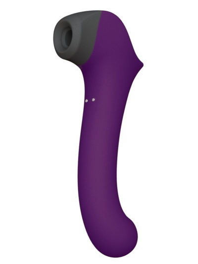 Фиолетовый клиторальный стимулятор Caldo с функцией вибратора - 19 см., фиолетовый САТИСФАКЕР 