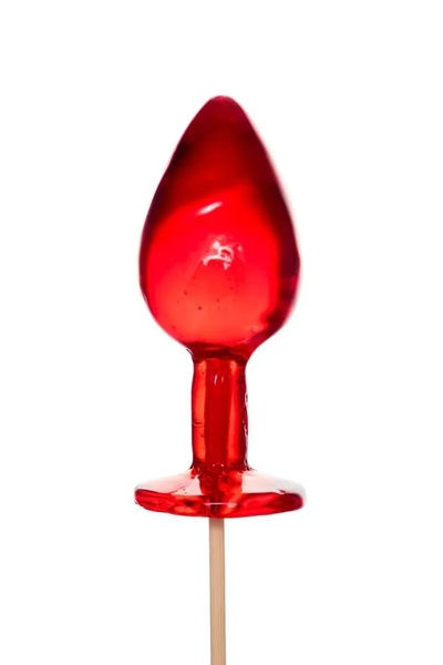 Красный леденец в форме малой анальной пробки со вкусом виски Sosuчki 