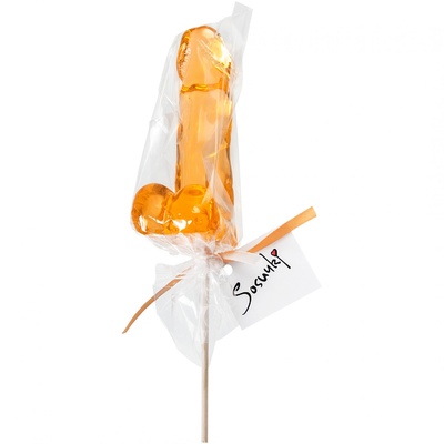Леденец Sosuчki в форме пениса со вкусом аморетто оранжевый 