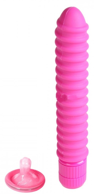 Рельефный вибратор Toy Joy Funky Ribbed Vibe (розовый) 