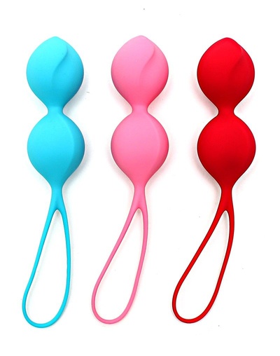Набор из 3 двойных вагинальных шариков Satisfyer V Balls (розовый; красный; голубой) 