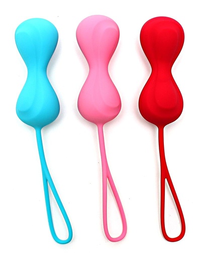 Набор из трёх двойных вагинальных шариков Satisfyer Power Balls (розовый; красный; голубой) 