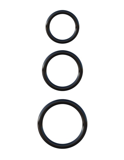 Набор из трех черных эрекционных колец Silicone 3-Ring Stamina Set PipeDream (черный) 