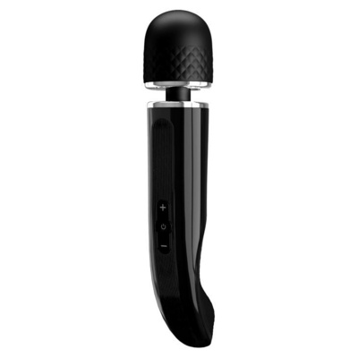 Черный мощный жезловый вибратор с изогнутой ручкой Charming Massager - 24 см. Baile 