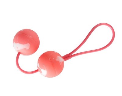 Красно-белые вагинальные шарики со смещенным центром тяжести Duoballs Seven Creations (красный; белый) 