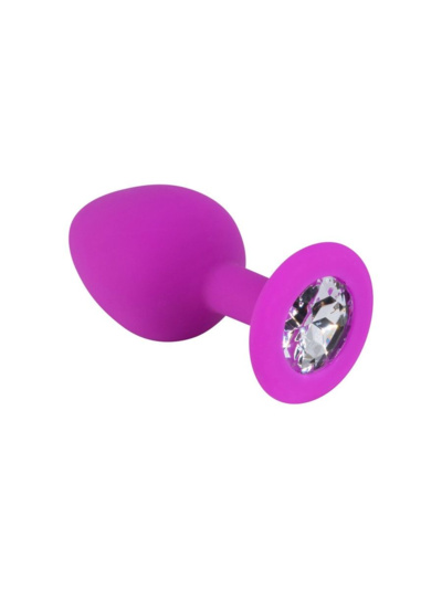 Лиловая малая силиконовая пробка с прозрачным кристаллом Свободный ассортимент (розовый) 