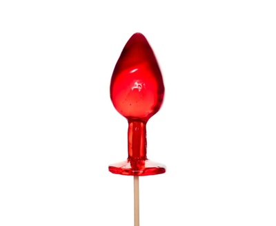 Красный леденец в форме малой анальной пробки со вкусом виски Sosuчki 