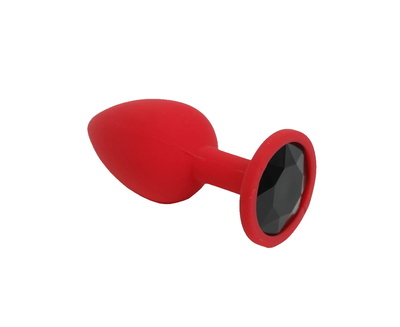 Красная анальная пробка с черным стразом - 7,6 см. 4sexdream (красный) 