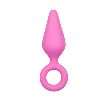 Анальная пробка Easytoys Pink Buttplugs With Pull Ring, розовая (Розовый) 