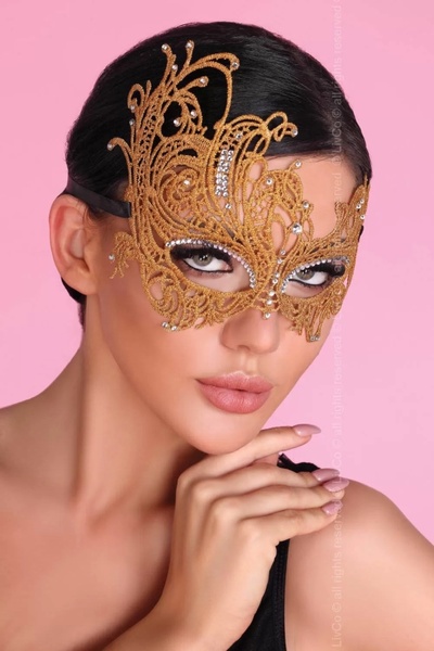 Женская золотая маска со стразами Livco corsetti fashion (Желтый) 