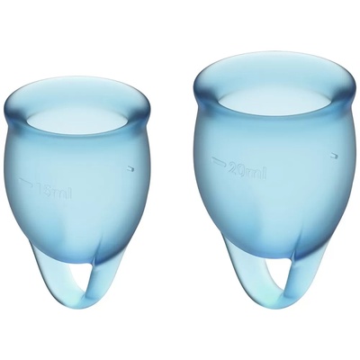 Менструальные чаши Satisfyer , 2шт, голубые Feel Confident (Голубой) 