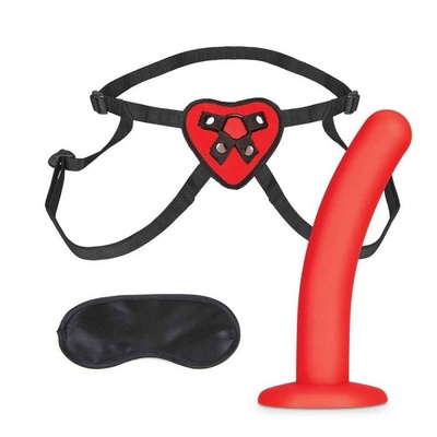Фаллоимитатор поясной Lux Fetish Red Heart Strap on Harness 12,25 см красный с черным (красный; черный) 