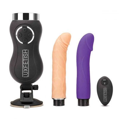 Портативная секс-машина Thrusting Compact Sex Machine c 2 насадками, разноцветный Lux Fetish (бежевый; фиолетовый; черный) 