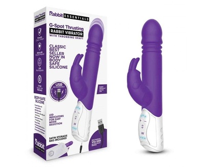 Фиолетовый пульсирующий вибромассажер G-Spot Thrusting Rabbit - 24 см., фиолетовый Rabbit Essentials 