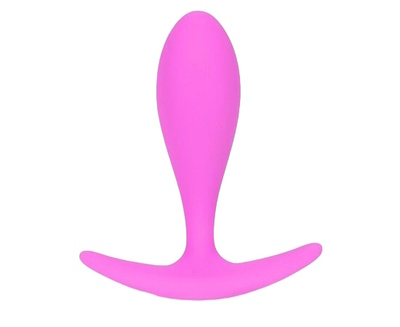 Розовая каплевидная анальная втулка с ограничителем - 7,4 см. Bior toys (розовый) 