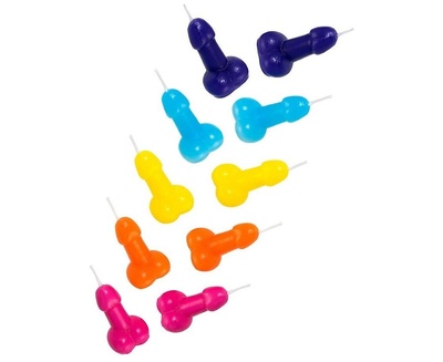Набор из 10 разноцветных свечей «Мини пенис» Impirante (разноцветный) 
