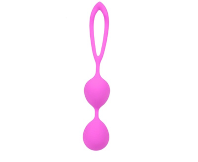 Розовые силиконовые вагинальные шарики с петлей - 17 см. Bior toys (розовый) 
