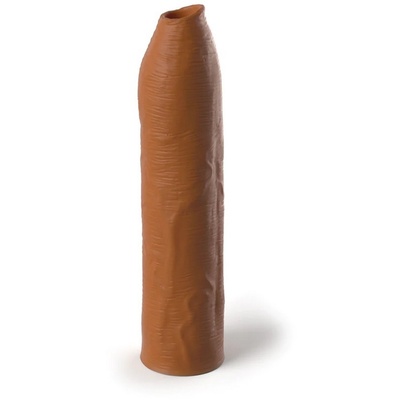 Кофейная насадка-удлинитель Uncut Silicone Penis Enhancer - 17,8 см. PipeDream (коричневый) 