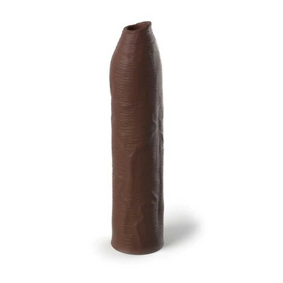 Коричневая насадка-удлинитель Uncut Silicone Penis Enhancer - 17,8 см. PipeDream (коричневый) 