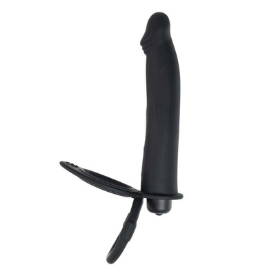 Черная насадка на пенис для двойного проникновения - 19 см. TOYFA (черный) 