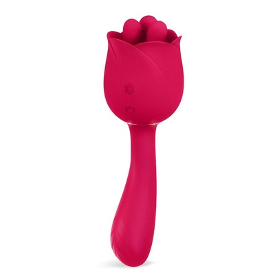 Малиновый вибратор-цветок с подвижными тычинками - 19,5 см. Bior toys (розовый) 