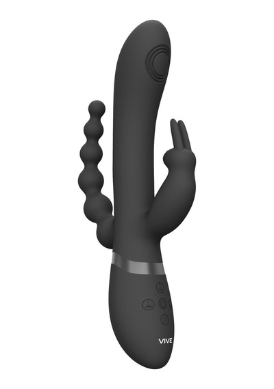 Черный анально-вагинальный вибромассажер Rini - 22,3 см. Shots Media BV 