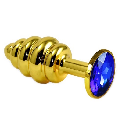 Анальная пробка Lovetoy Gold Small Plug рифленая синий Анальная пробка Gold Small Plug рифленая синий (золотистый) 