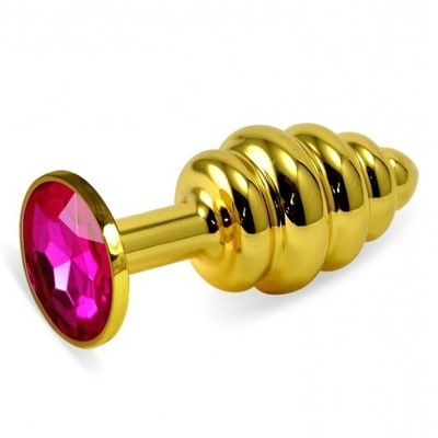 Анальная пробка Lovetoy Gold Small Plug рифленая темно-розовый Анальная пробка Gold Small Plug рифленая темно-розовый (золотистый) 