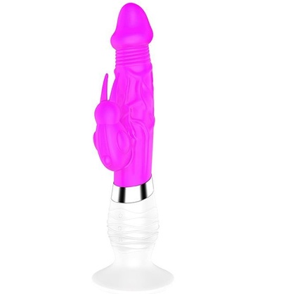 Фиолетовый вибратор Dibe BELLA с клиторальным стимулятором 26 см (розовый) 